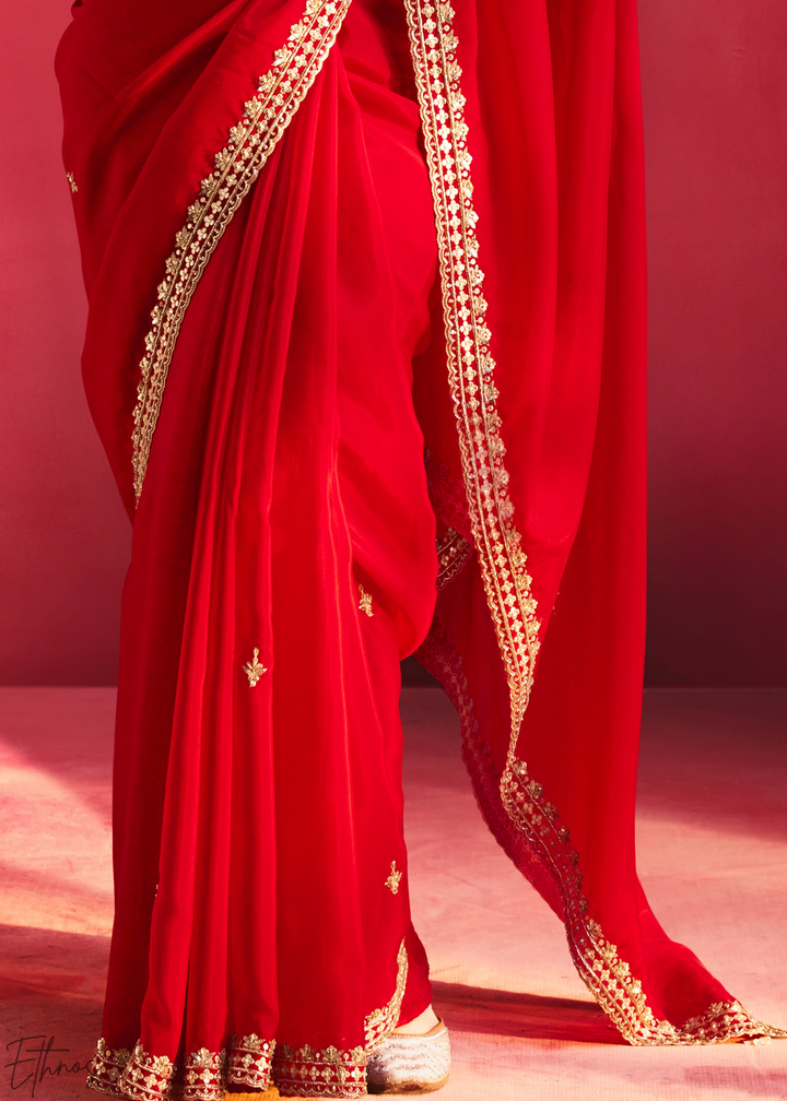 Ruby Maroon Paisley Trim Border Soft Silk Saree