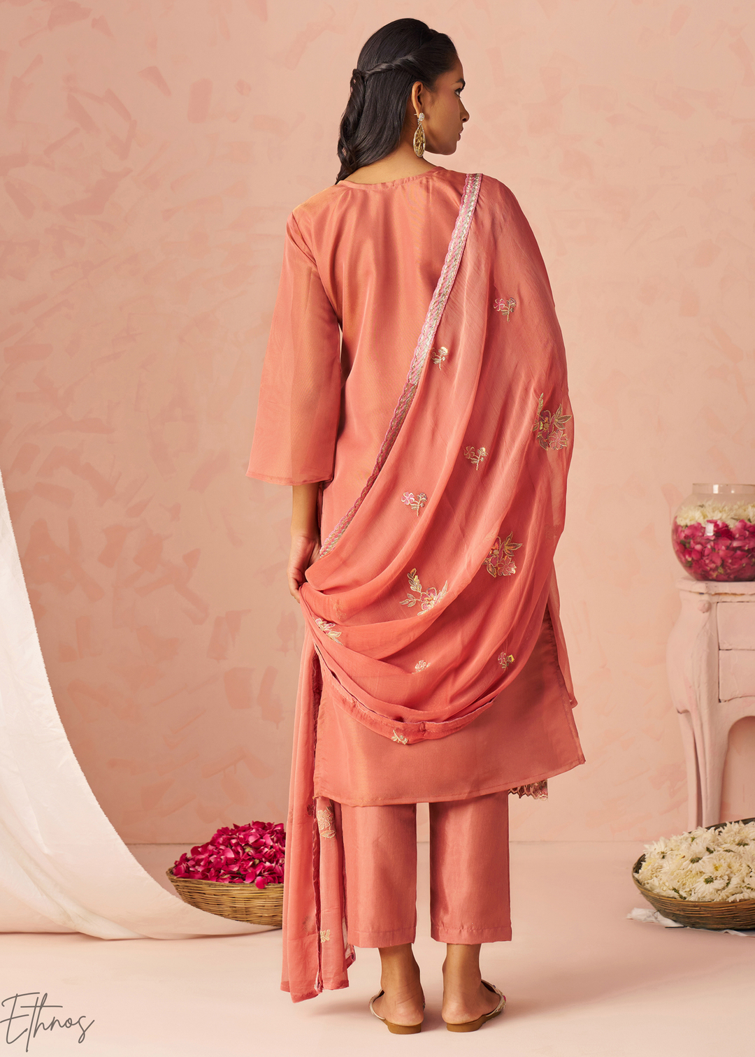 Rust Zari-Santoon Palazzo Suit