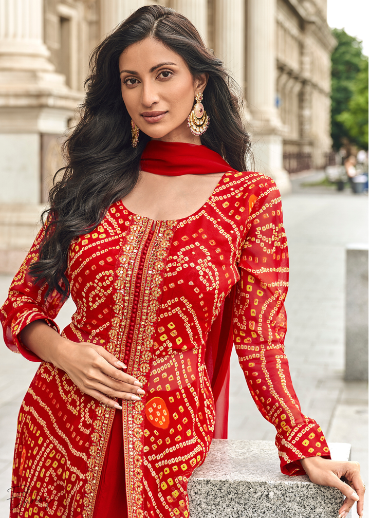 Regal Red Georgette Anarkali Suit