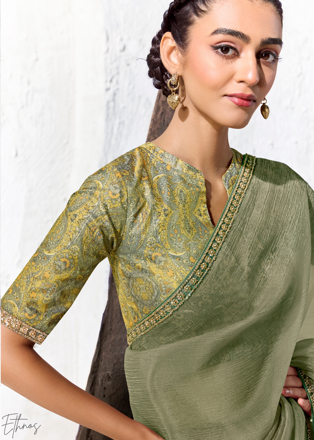 Sage Green Soft Drape Minimalist Organza Silk Saree