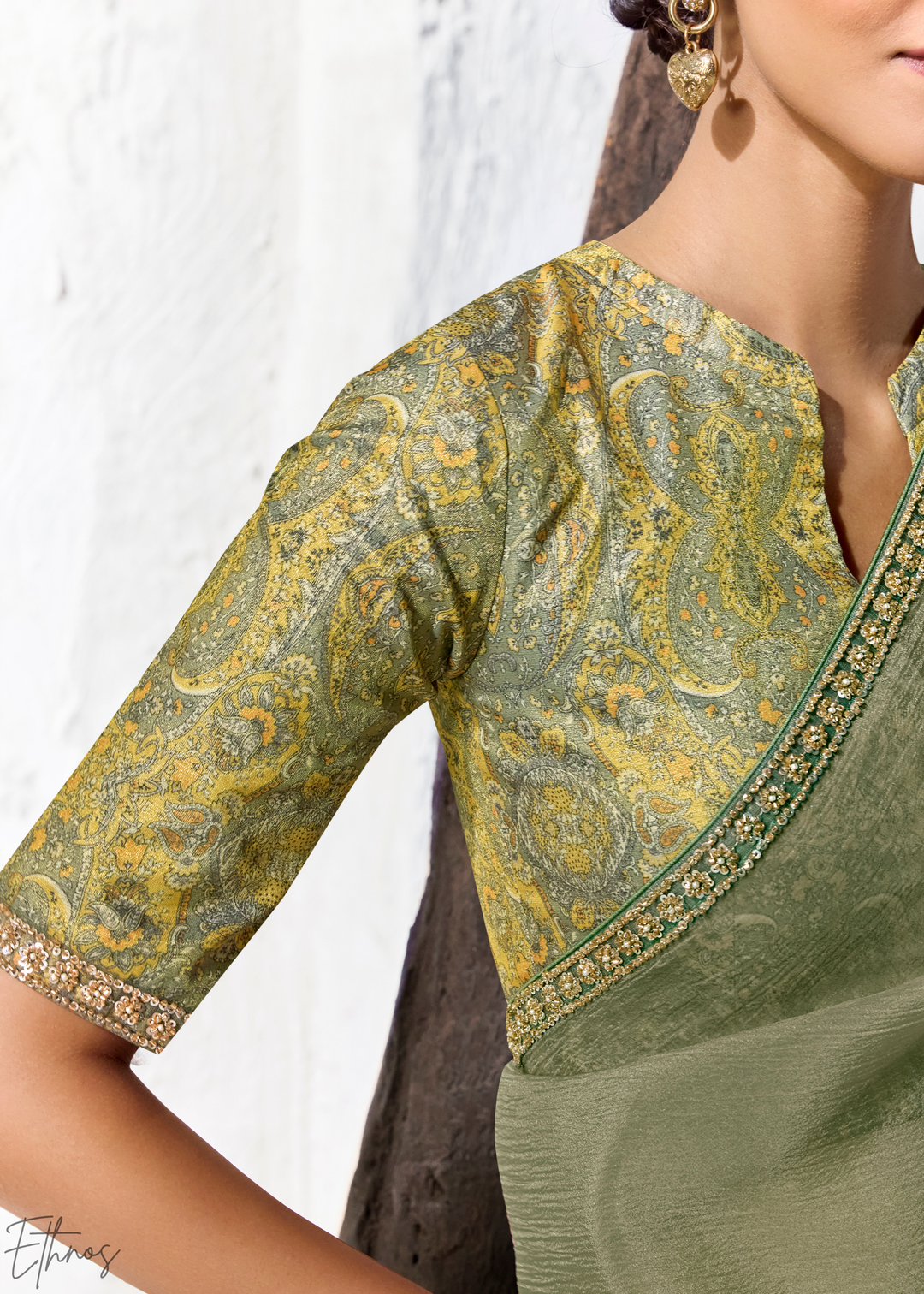 Sage Green Soft Drape Minimalist Organza Silk Saree
