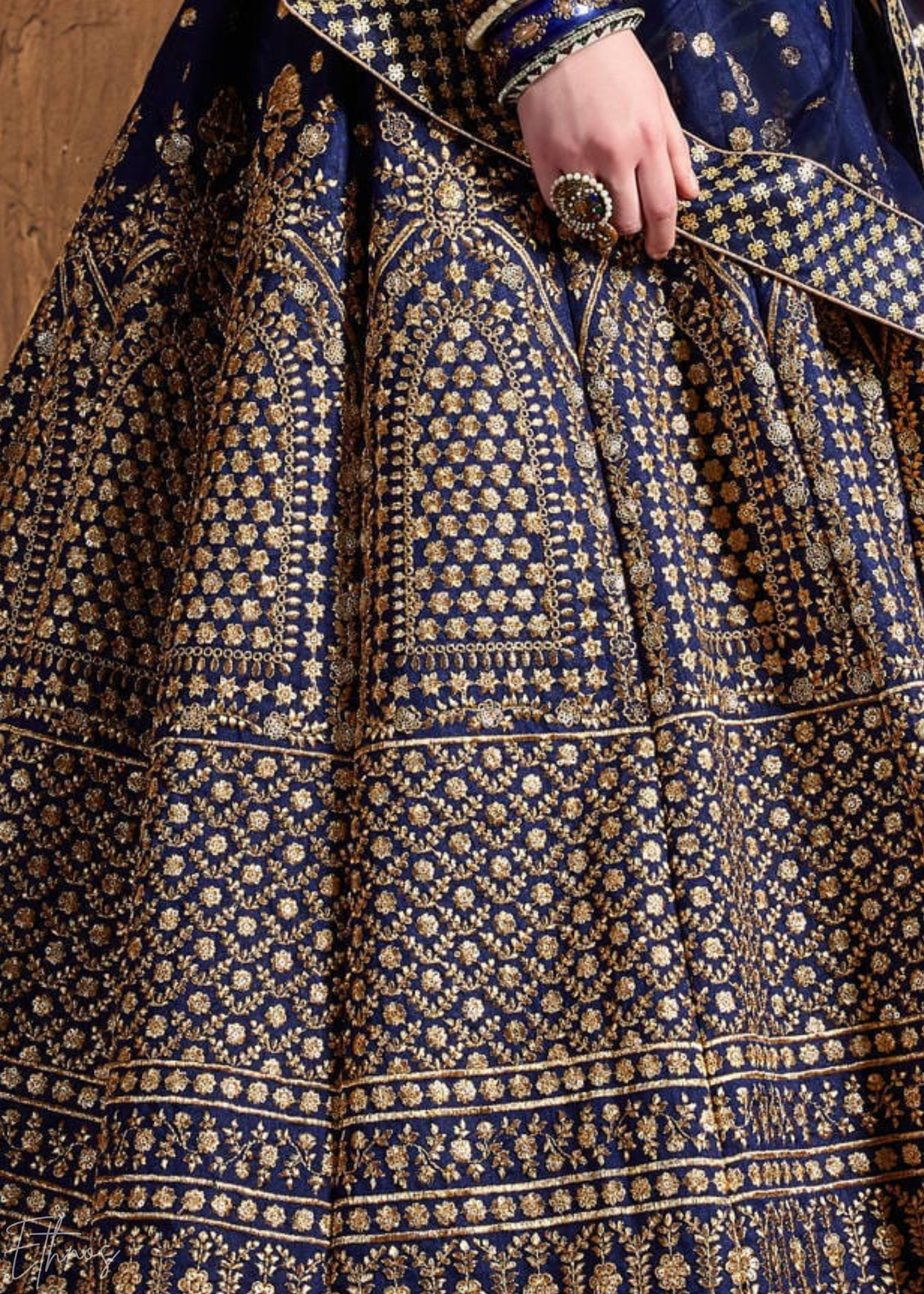 Sapphire Navy Intricate Brocade Raw Silk Lehenga Choli