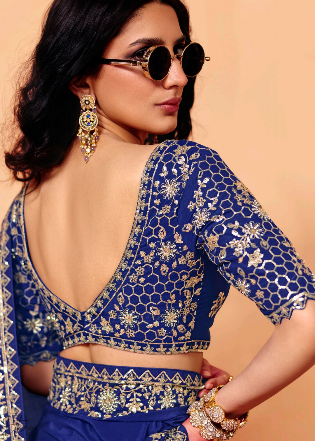 Sapphire Night-Sky Border Tissue Silk Saree