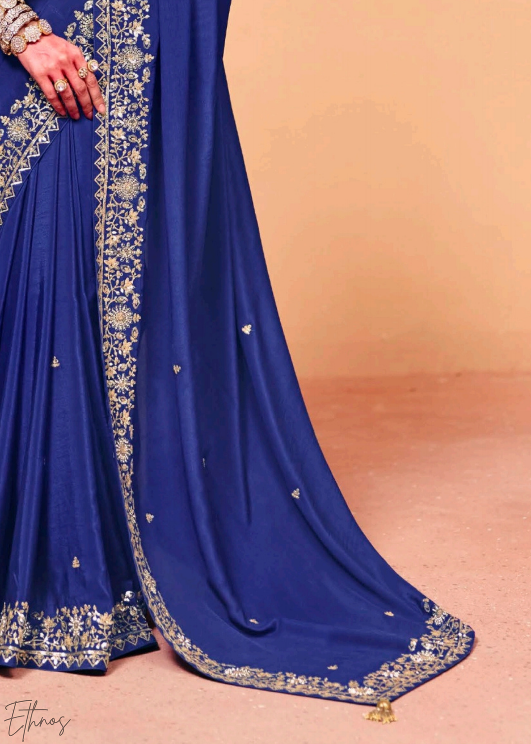 Sapphire Night-Sky Border Tissue Silk Saree