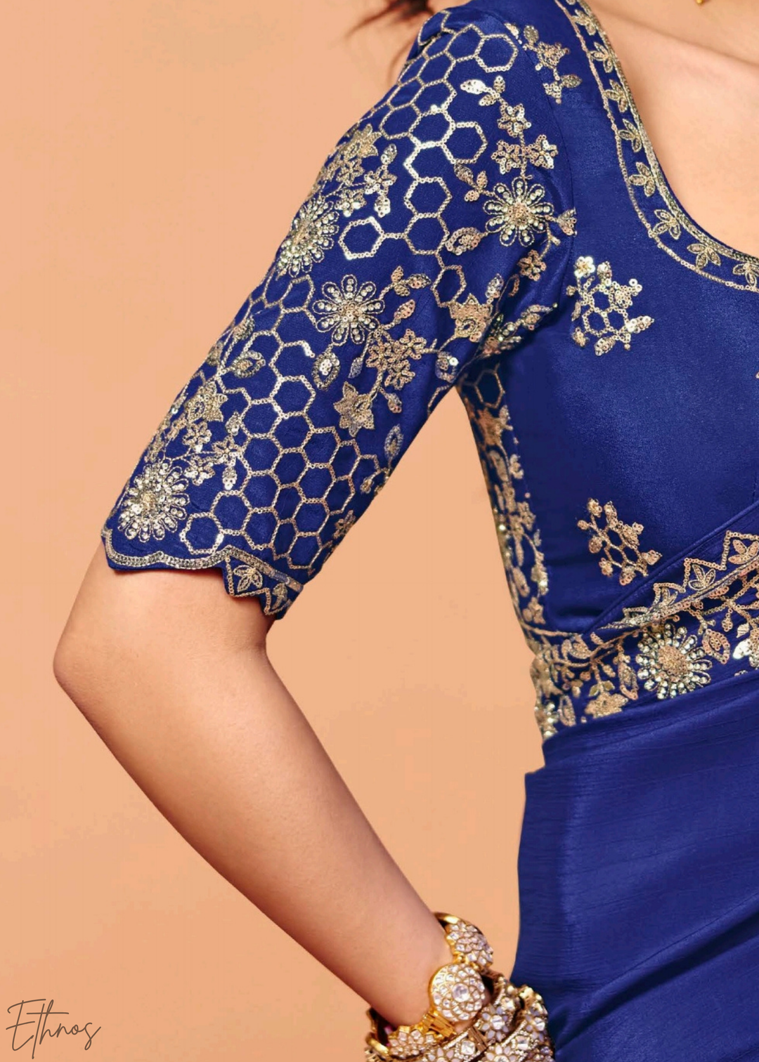 Sapphire Night-Sky Border Tissue Silk Saree