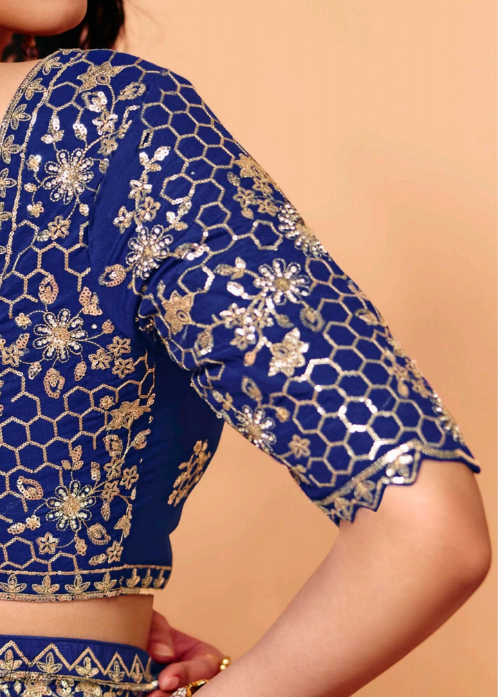 Sapphire Night-Sky Border Tissue Silk Saree