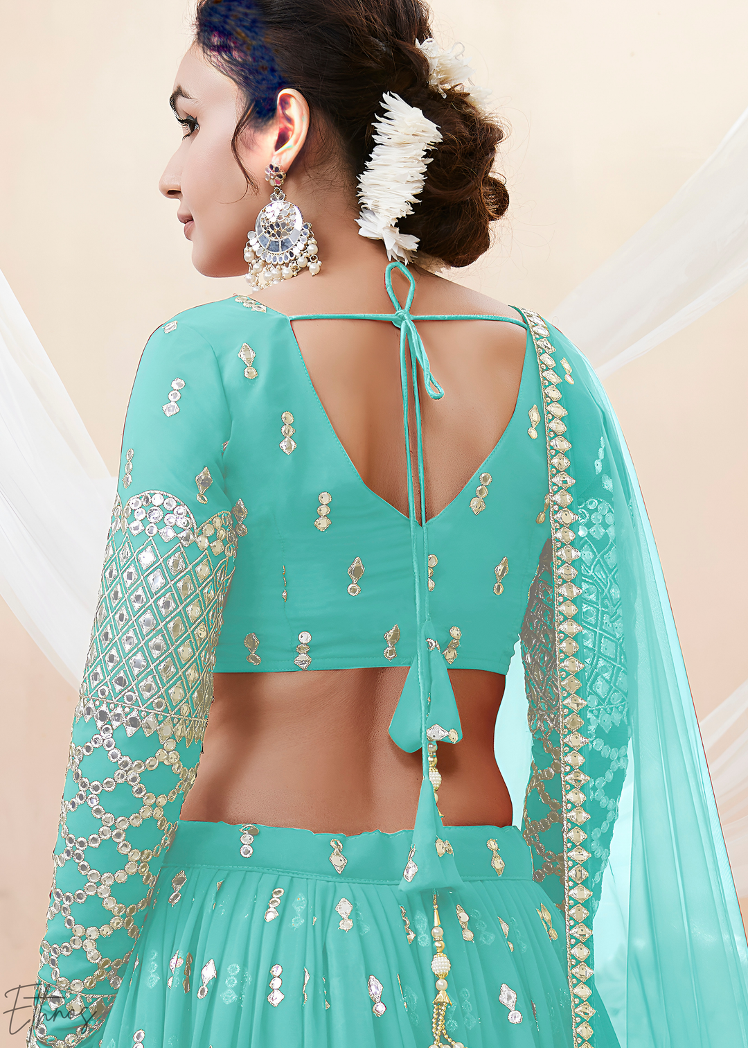 Sky blue Sequins Georgette Lehenga
