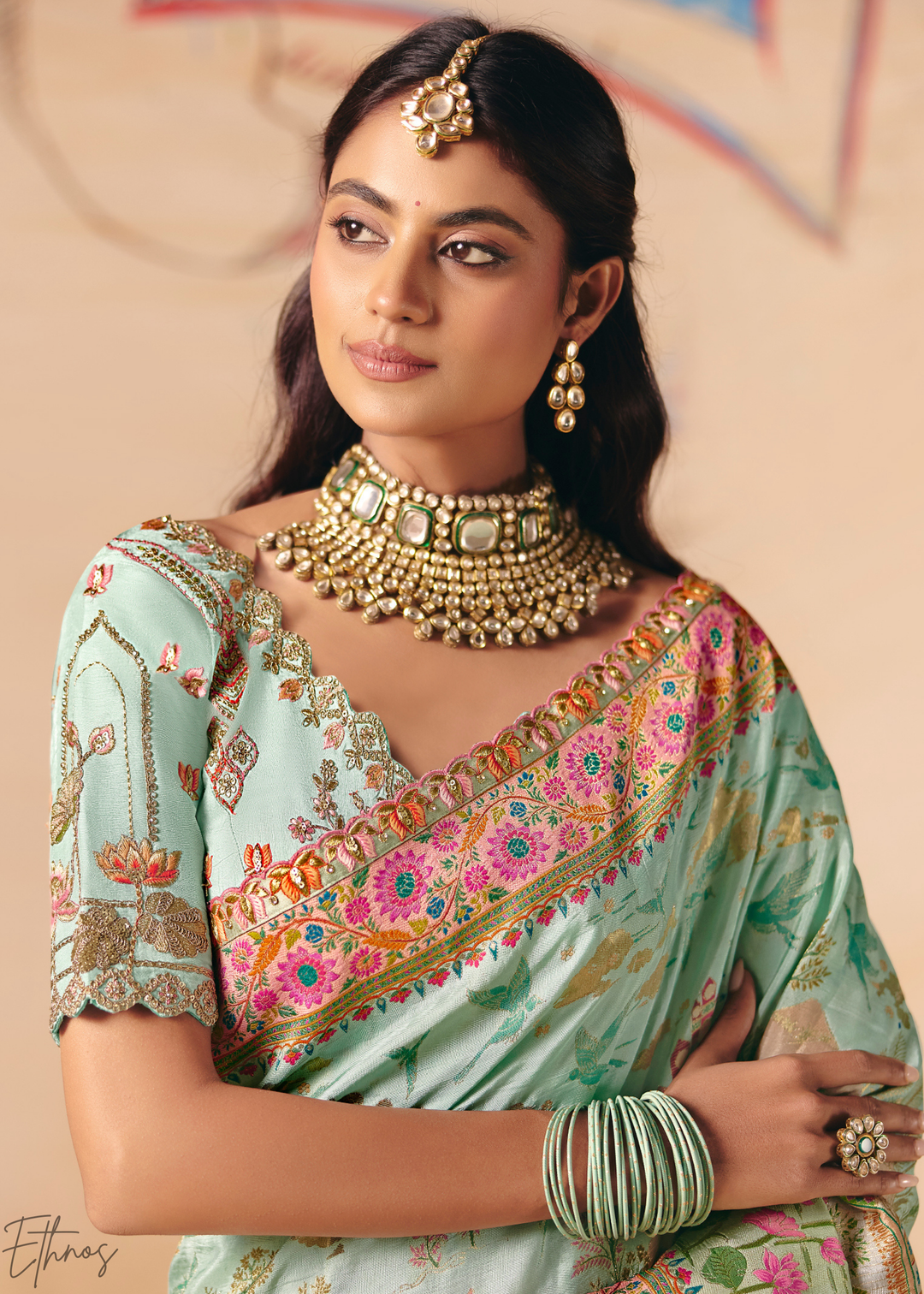 Shaded Green Dola Silk Saree