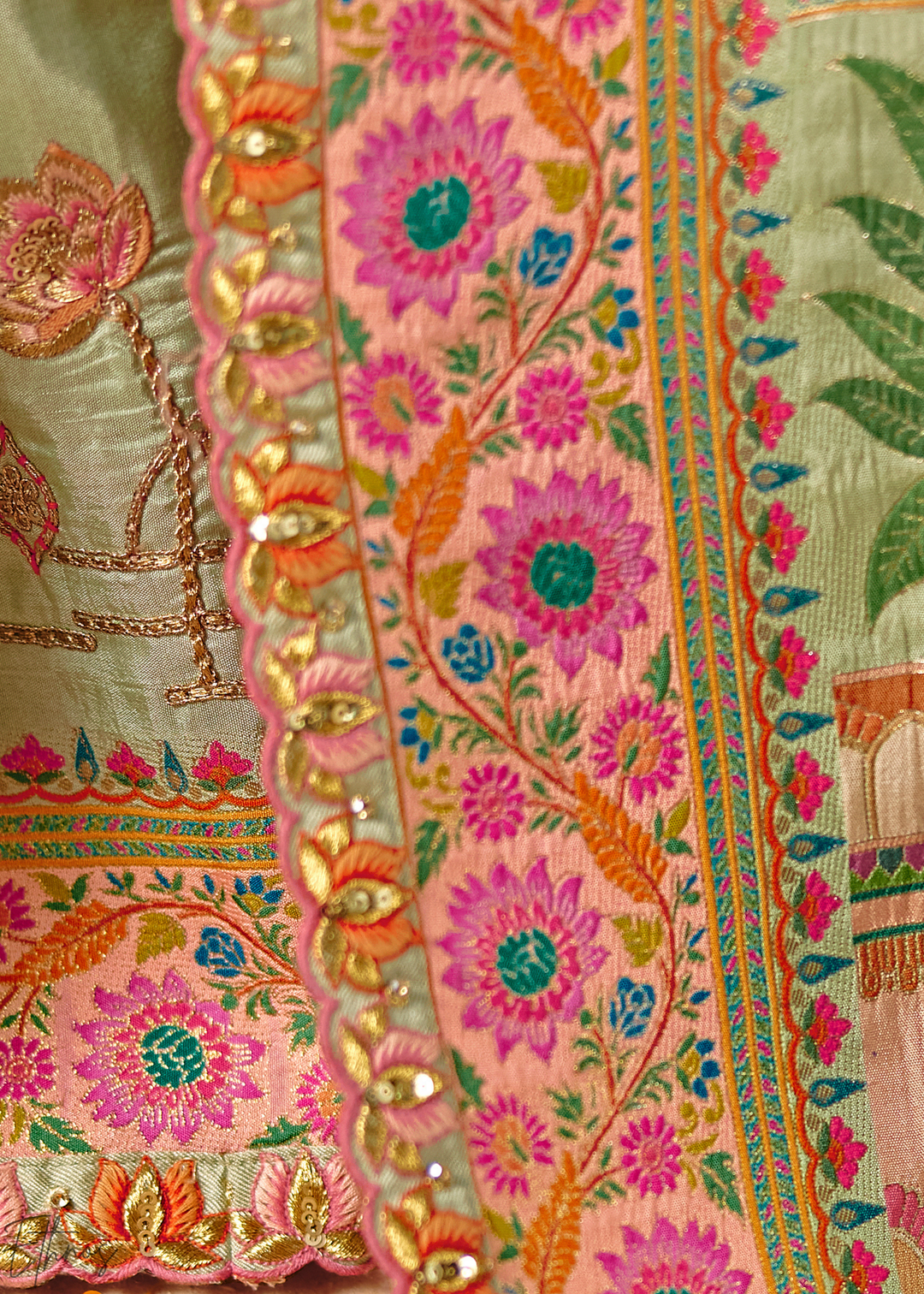 Shaded Green Dola Silk Saree
