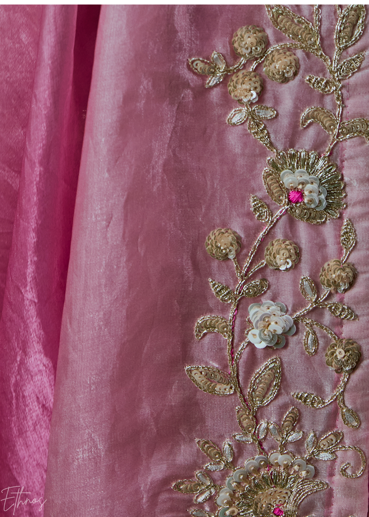 Shaded Pink Dual Tone Organza Silk Saree