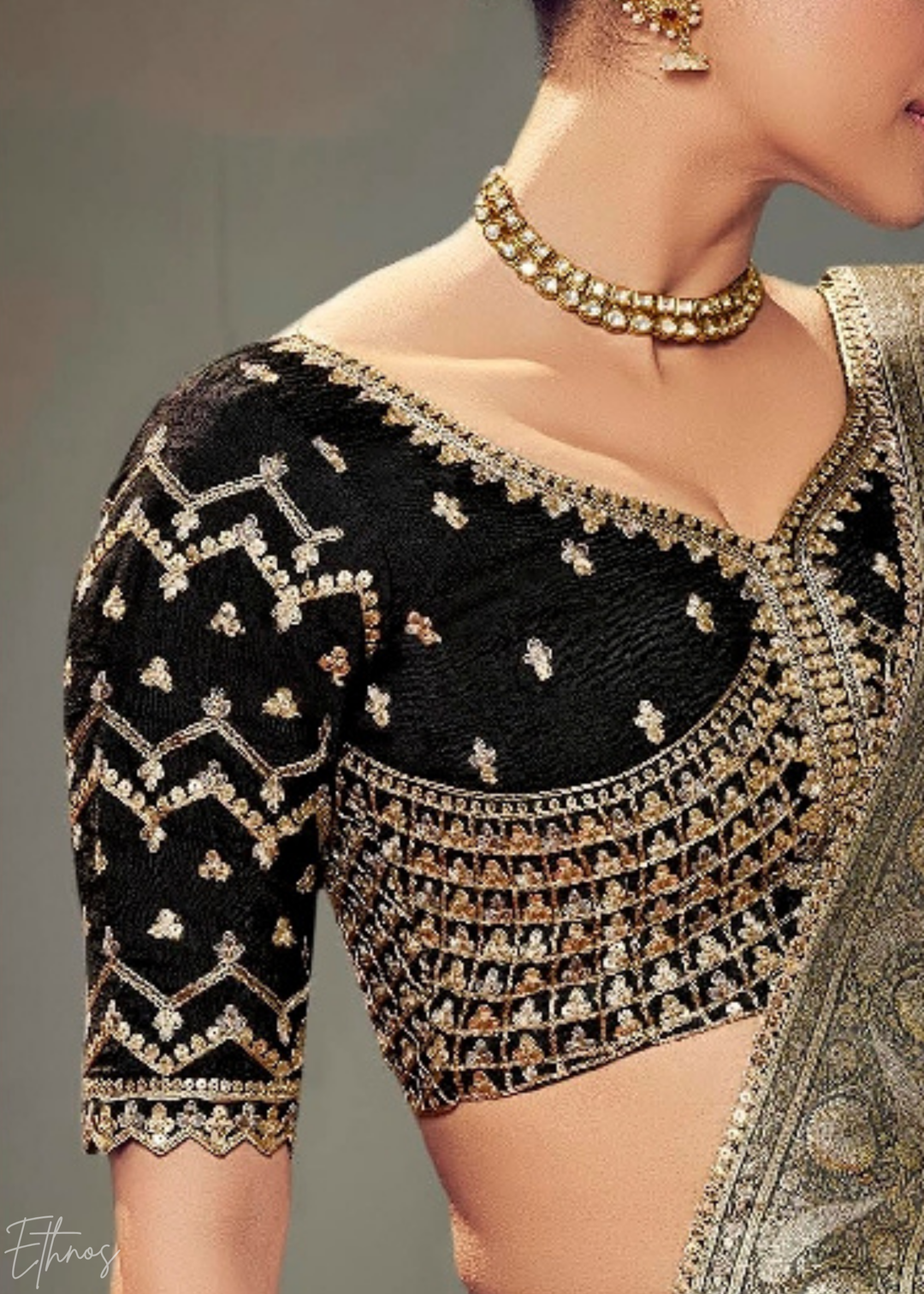 Silver Grey Allover Floral Brocade Satin Silk Saree