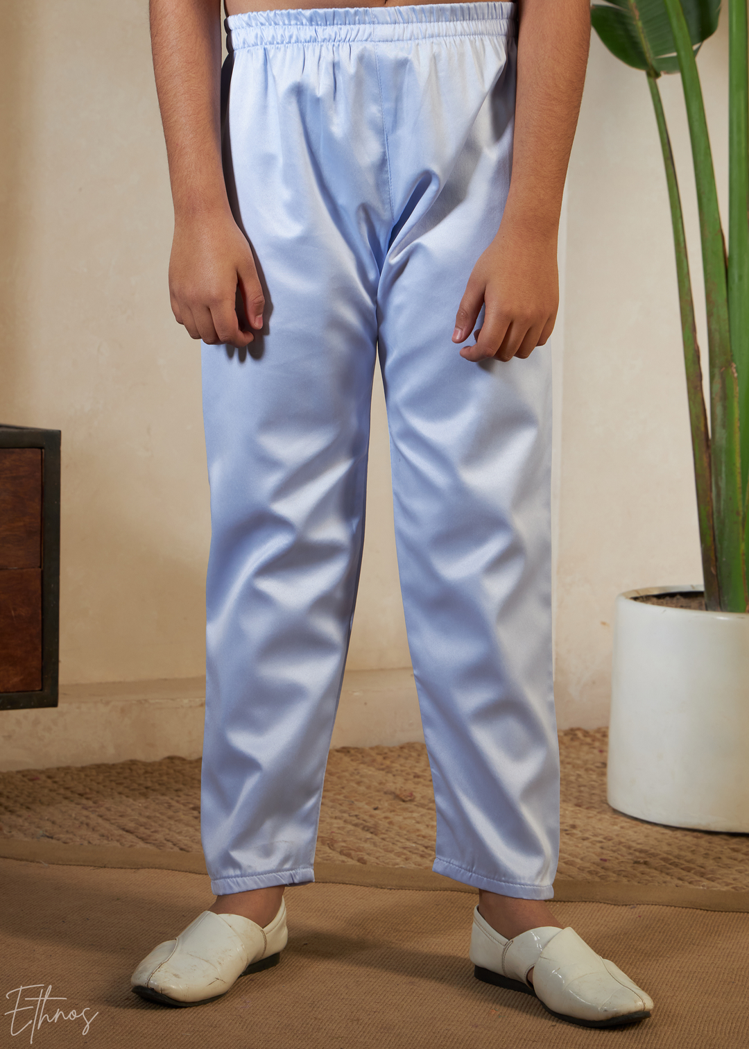 Sky Blue Embroidered Jacket With Satin Kurta Pajama