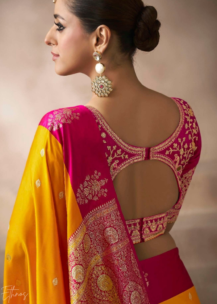 Sunkissed Orange Satin Silk Saree