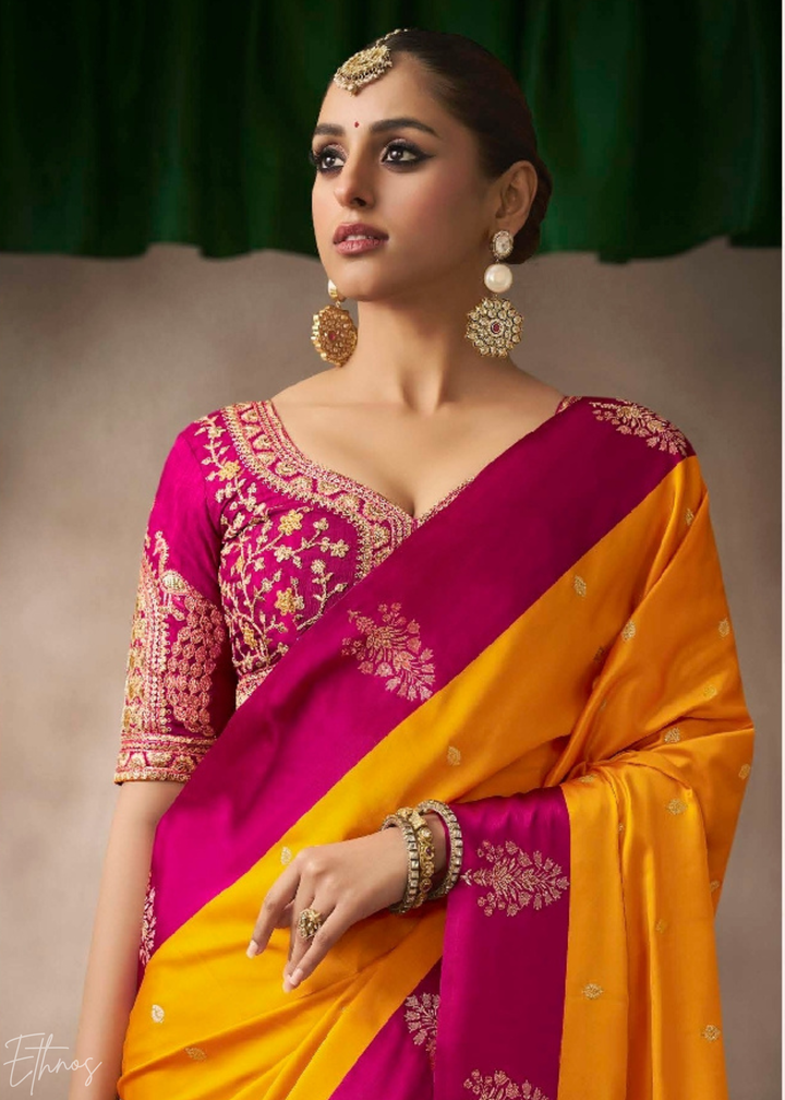 Sunkissed Orange Satin Silk Saree