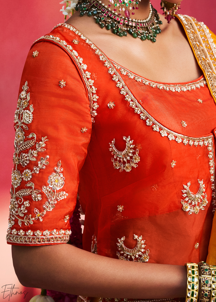 Sunlit Gold Paisley Trim Border Soft Silk Saree