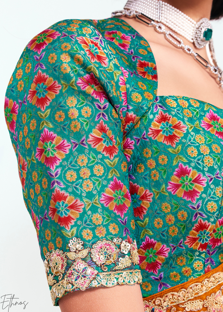 Sunset Orange Embroidered Tissue Saree