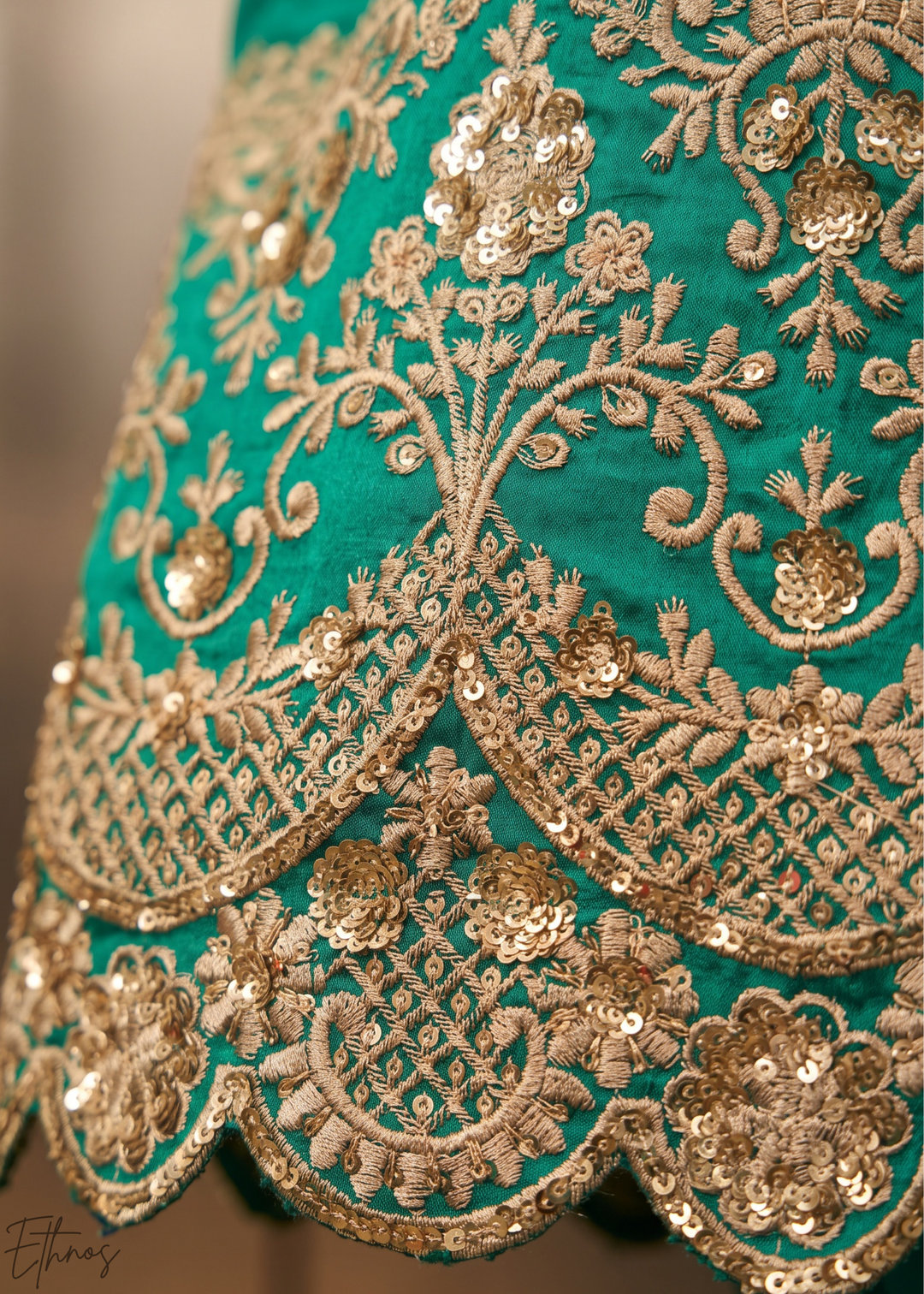 Teal Blue Neckline Border Embroidered Silk Anarkali Suit Set