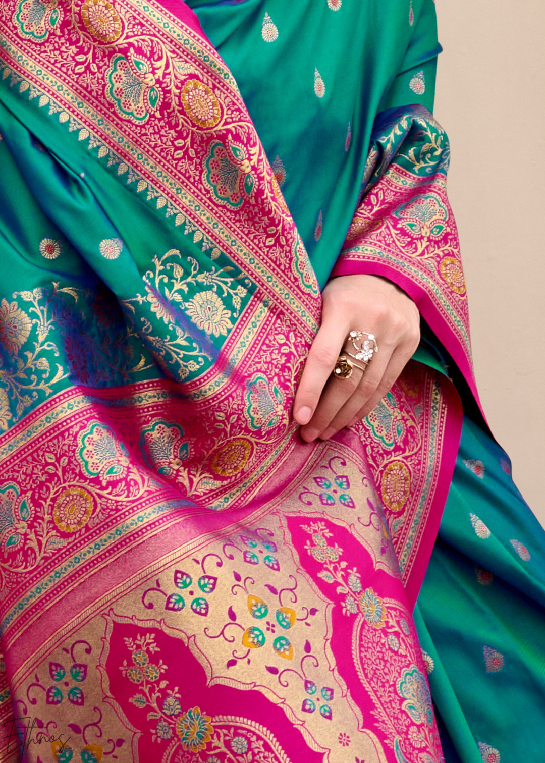 Teal Green Banarasi Silk Saree