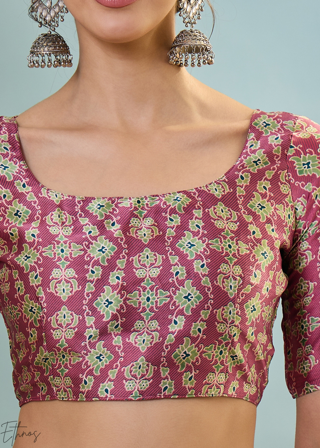 Teal Tourmaline Modal Silk Ajrakh Border Saree