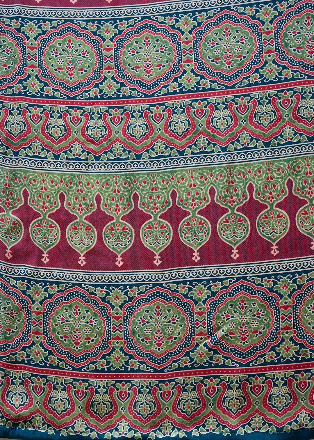 Teal Tourmaline Modal Silk Ajrakh Border Saree