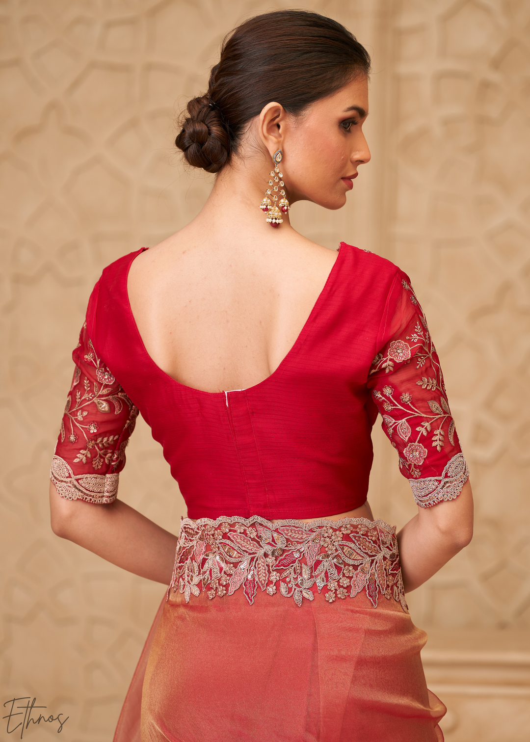 Terracotta Rose Classic Border Satin Georgette Saree