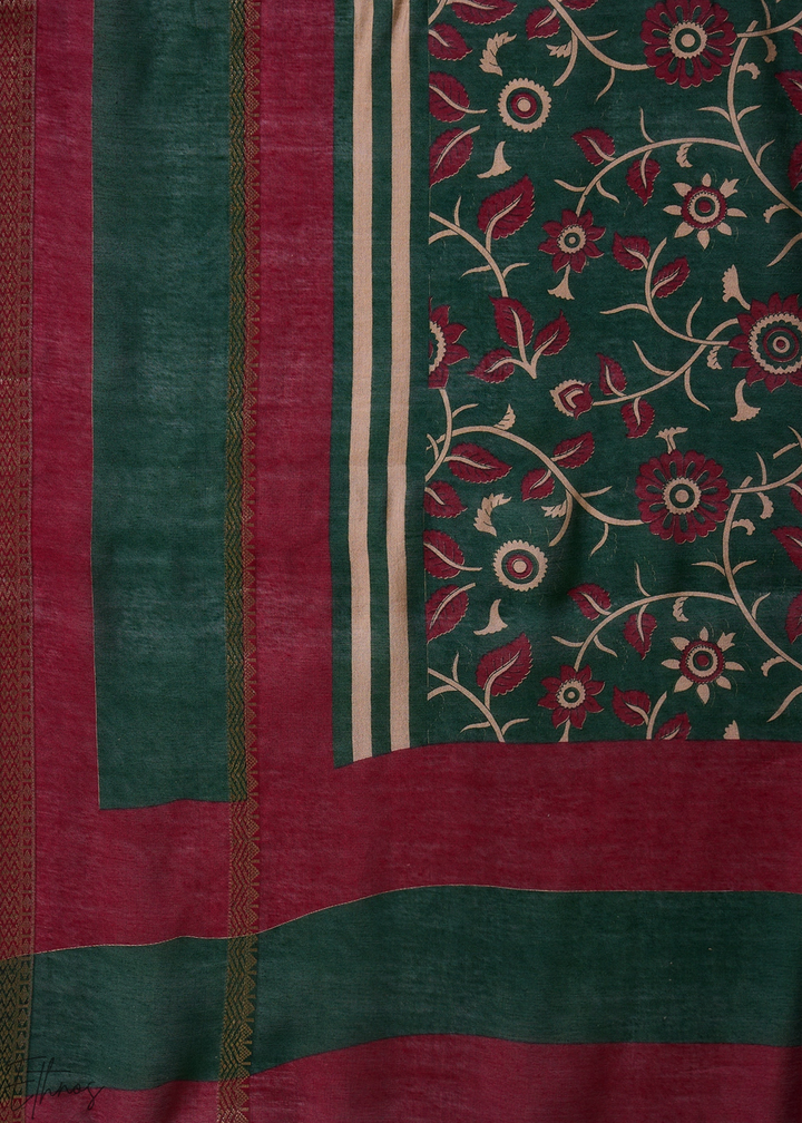 Tourmaline Striped Ajrakh PV Cotton Saree