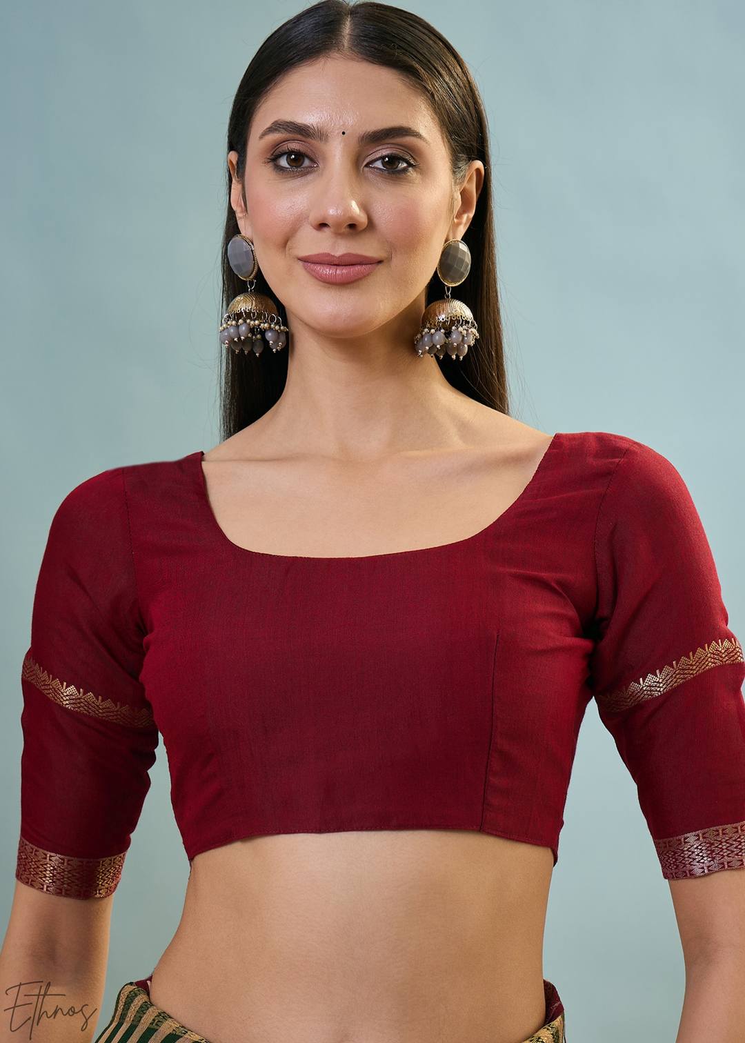 Tourmaline Striped Ajrakh PV Cotton Saree