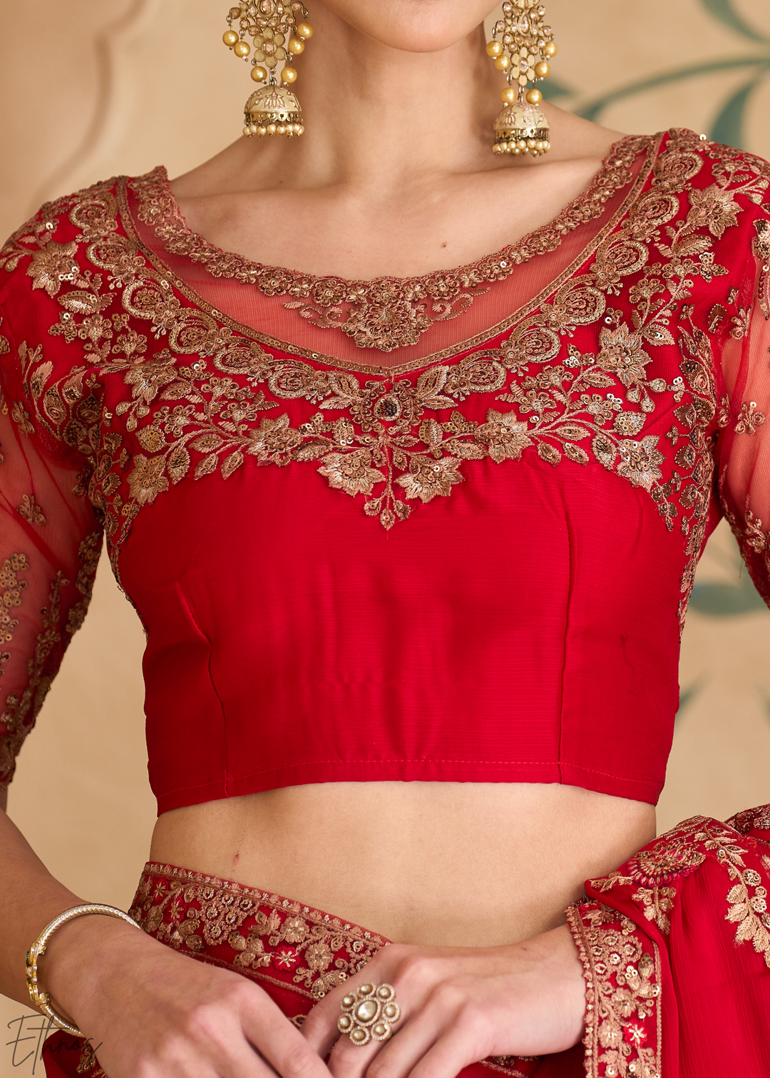 Velvet Rose Intricate Embroidered Georgette Saree