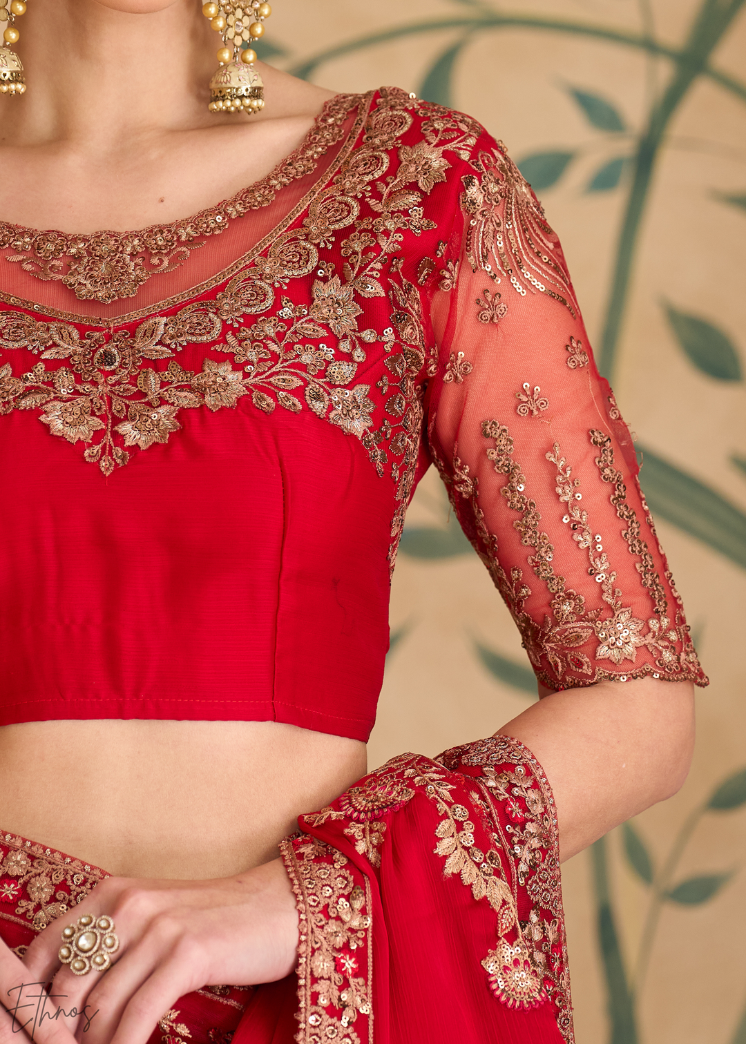 Velvet Rose Intricate Embroidered Georgette Saree