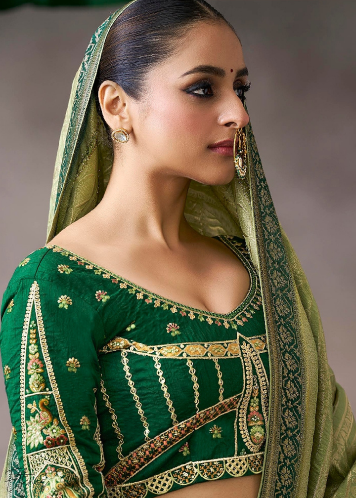 Verdant Floral Brocade Crepe Silk Saree