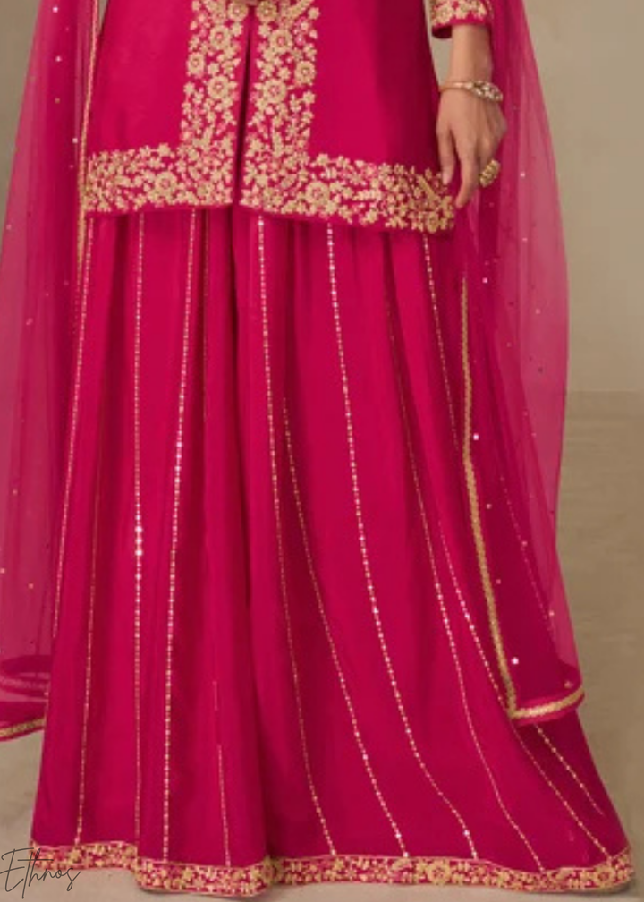 Vibrant Fuchsia Majestic Baroque Chinon Palazzo Suit