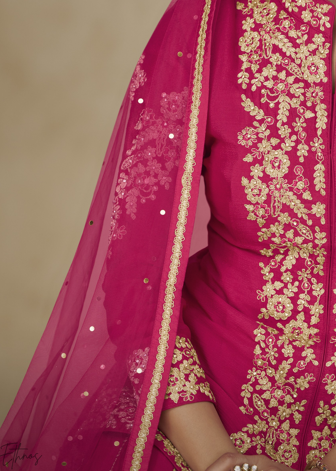 Vibrant Fuchsia Majestic Baroque Chinon Palazzo Suit