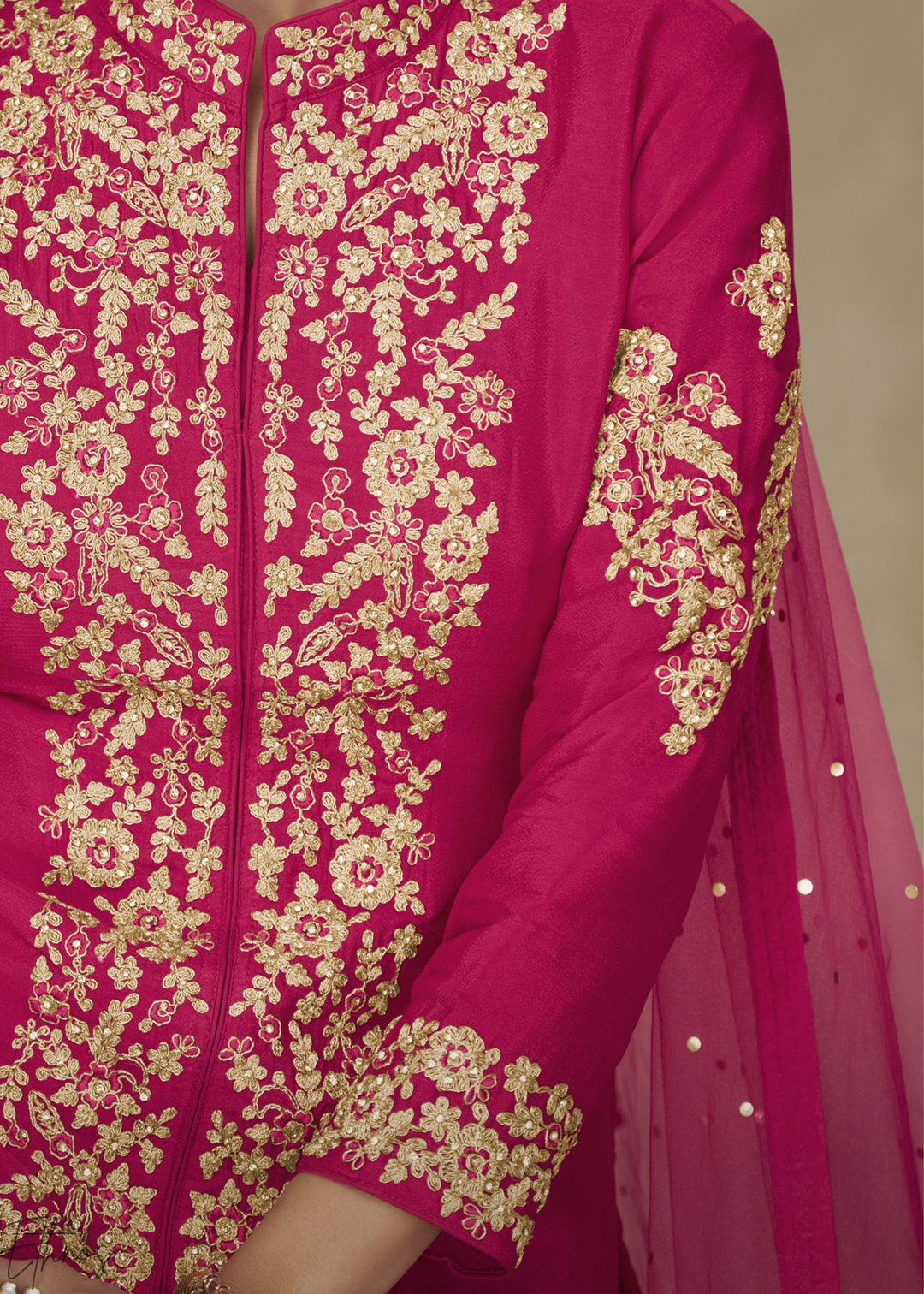 Vibrant Fuchsia Majestic Baroque Chinon Palazzo Suit