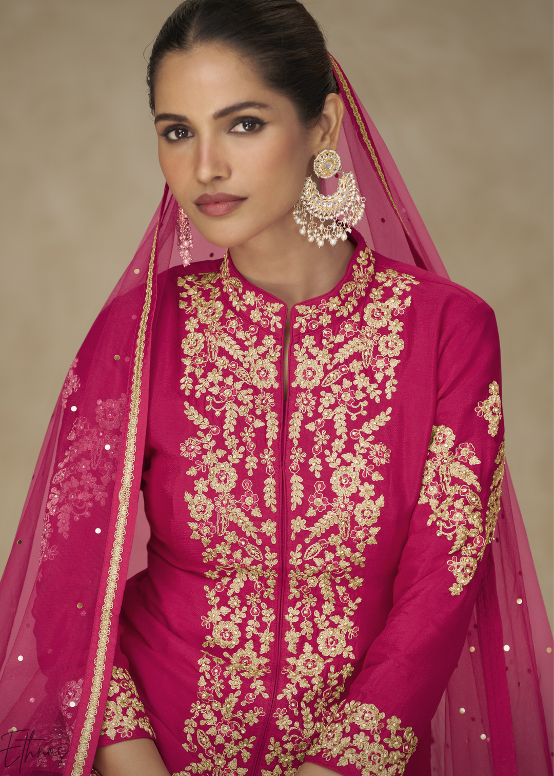 Vibrant Fuchsia Majestic Baroque Chinon Palazzo Suit