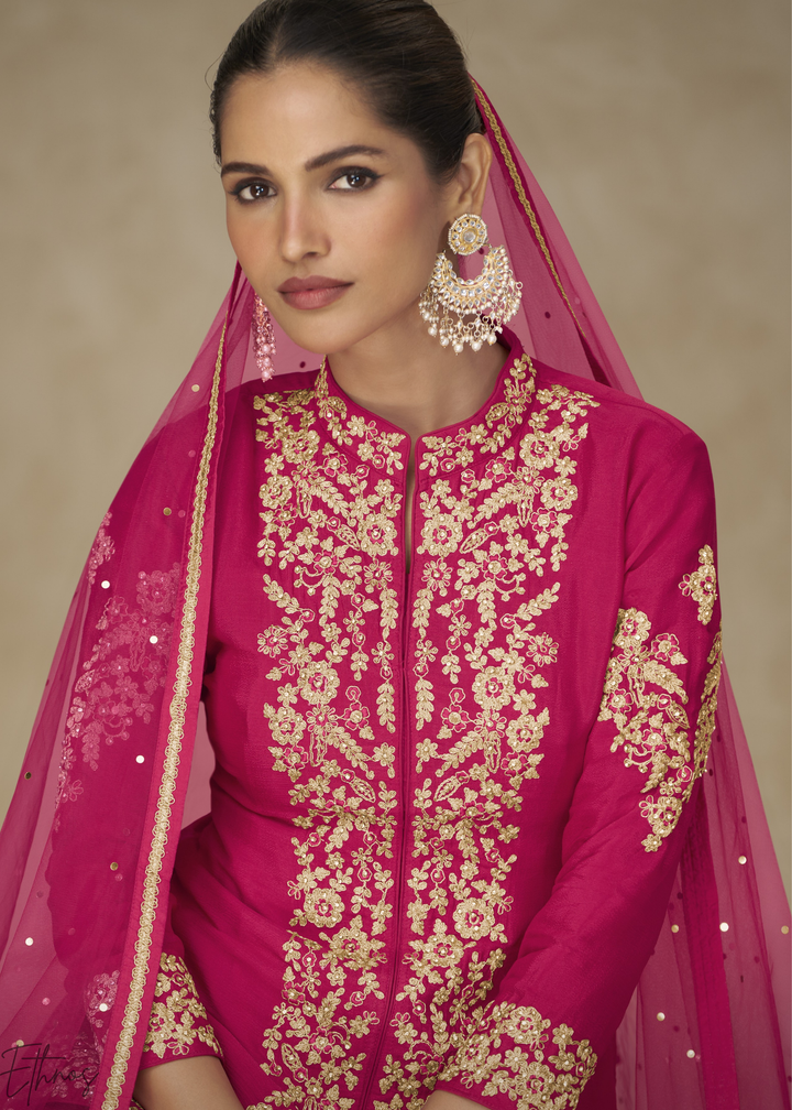 Vibrant Fuchsia Majestic Baroque Chinon Palazzo Suit