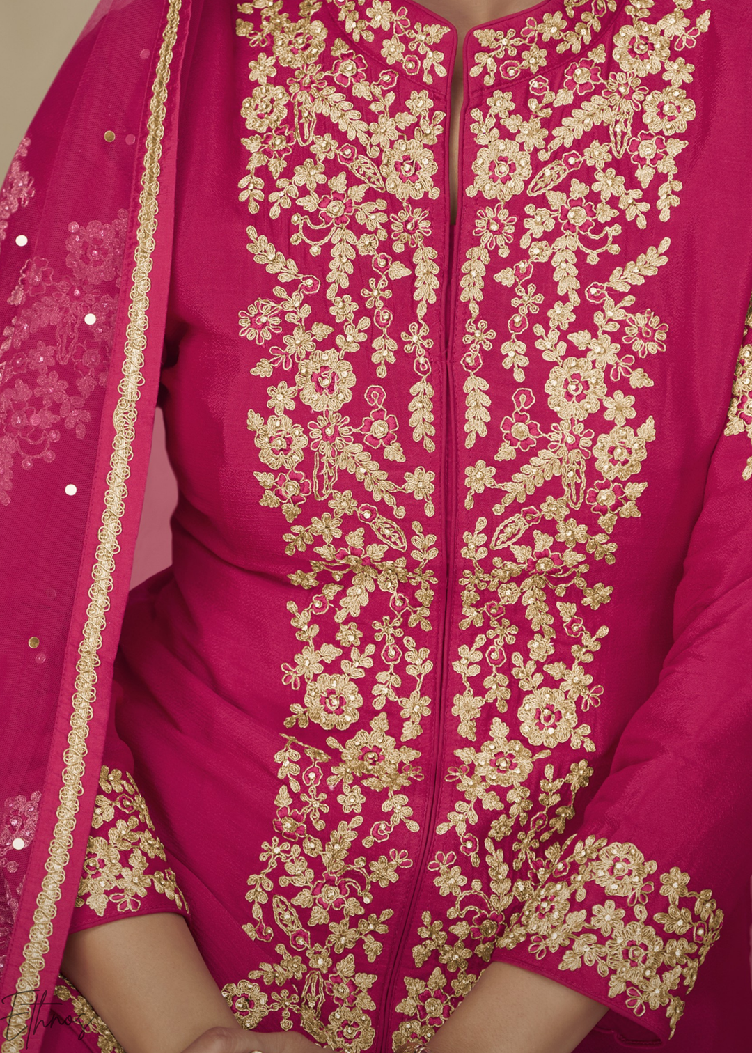 Vibrant Fuchsia Majestic Baroque Chinon Palazzo Suit