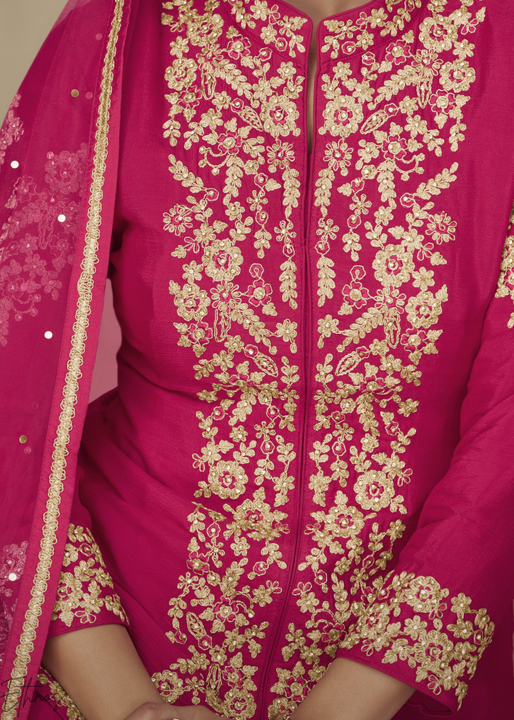 Vibrant Fuchsia Majestic Baroque Chinon Palazzo Suit