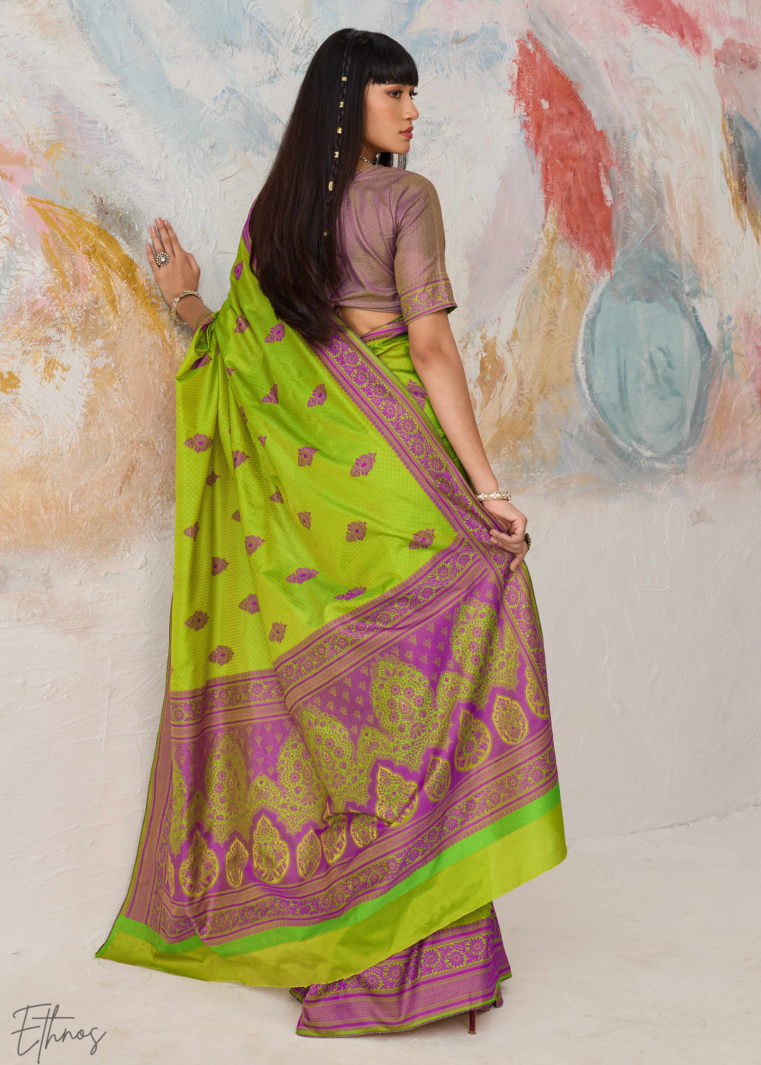 Vibrant Green Jacquard Kanjivaram Silk Saree