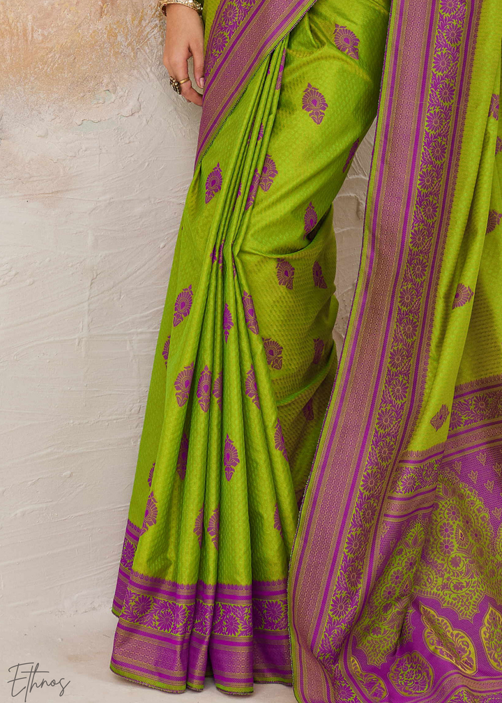 Vibrant Green Jacquard Kanjivaram Silk Saree