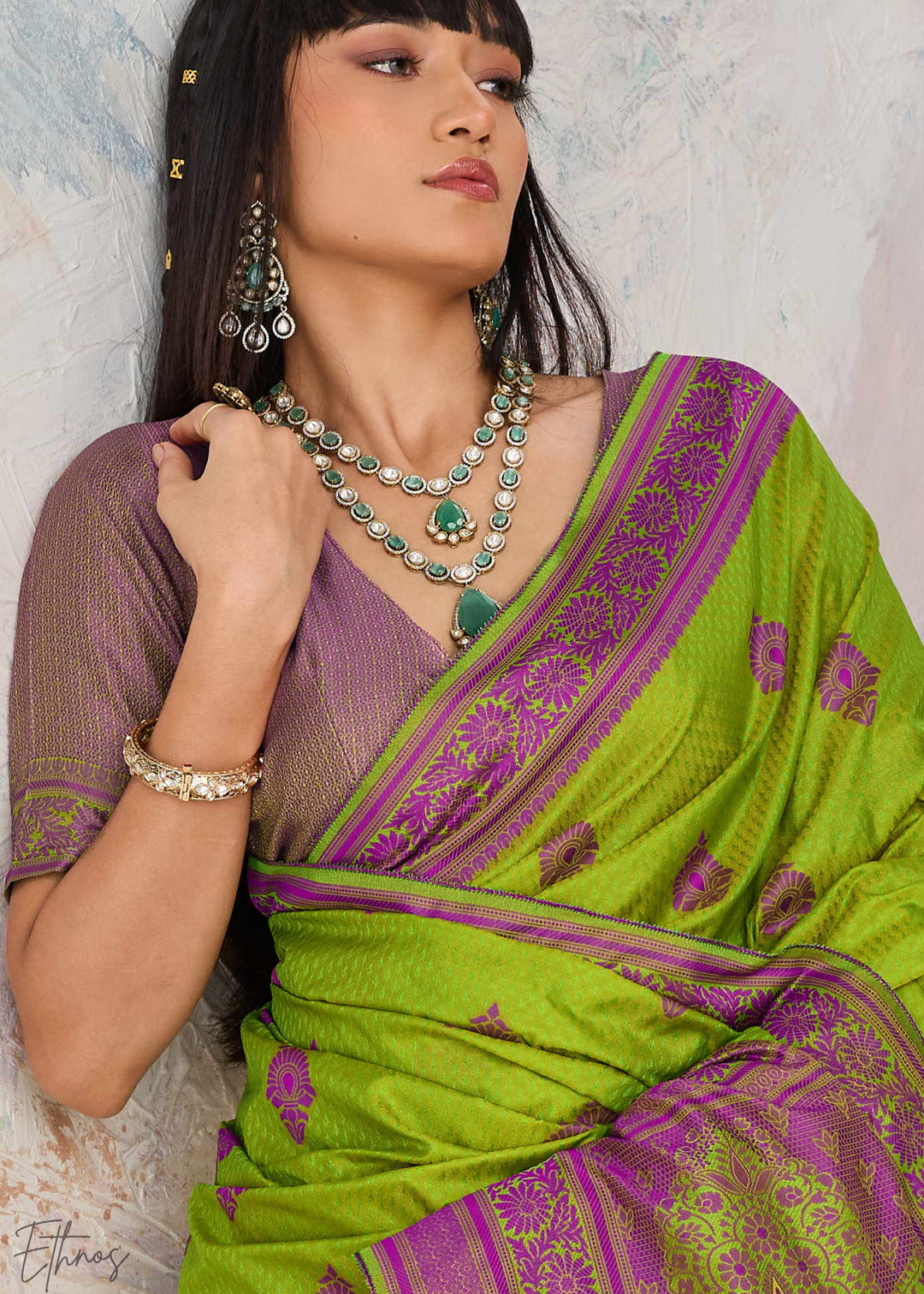Vibrant Green Jacquard Kanjivaram Silk Saree