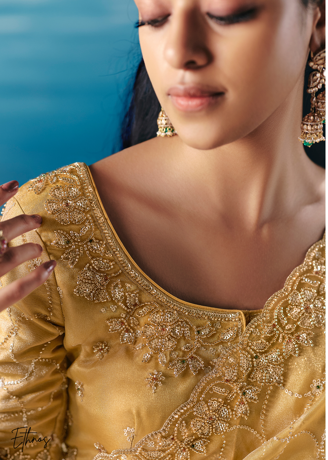 Vibrant Yellow Sequins Organza Saree