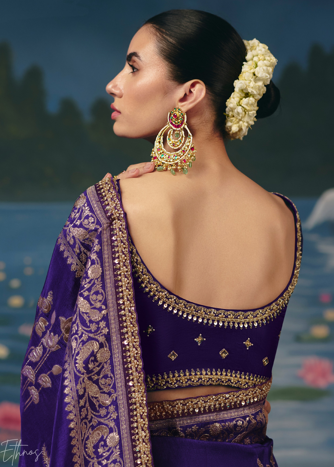 Violet Traditional Zari Woven Border Dola Silk Saree