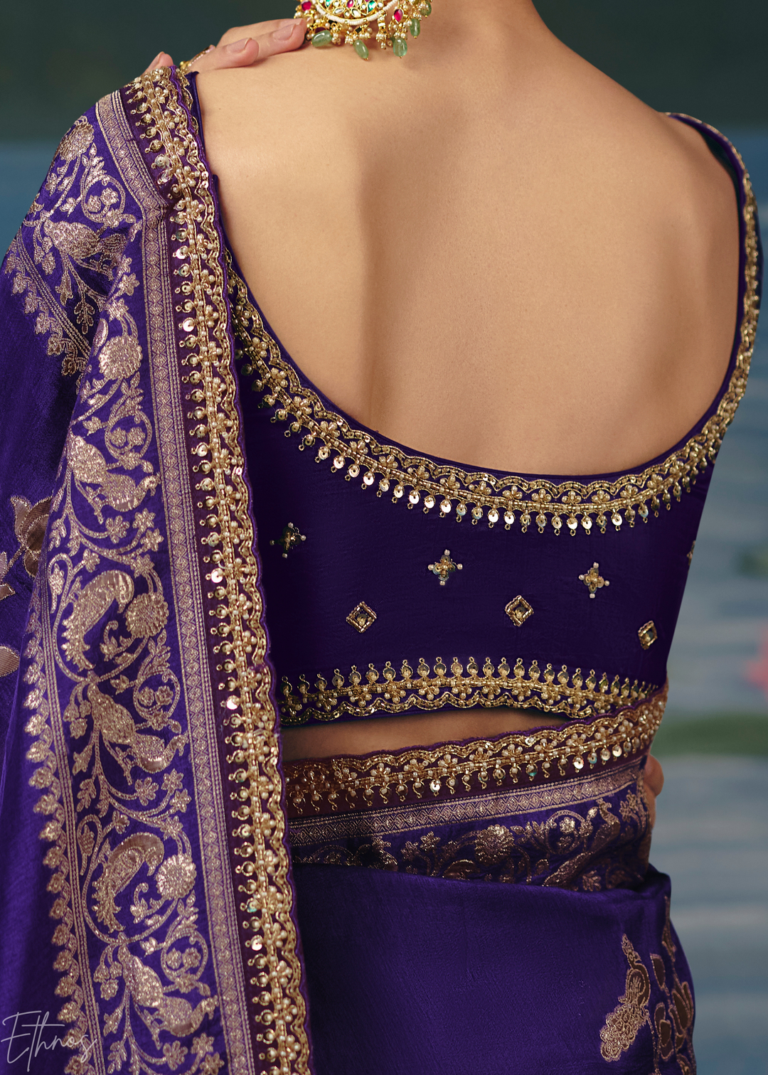 Violet Traditional Zari Woven Border Dola Silk Saree