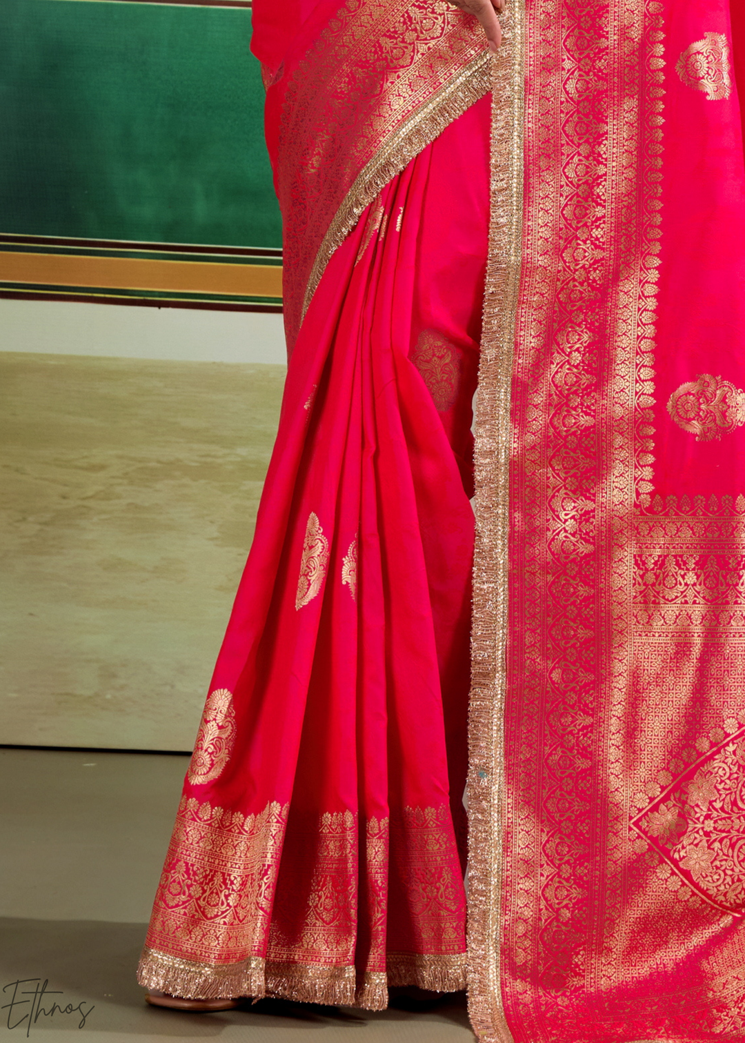 Vivid Fuchsia Aurelian Border Silk Saree