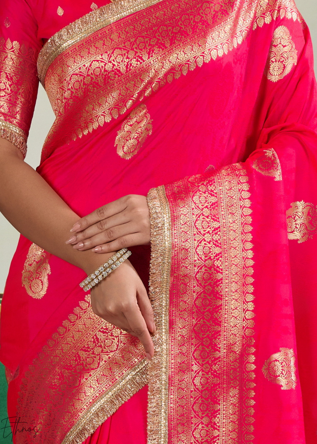 Vivid Fuchsia Aurelian Border Silk Saree