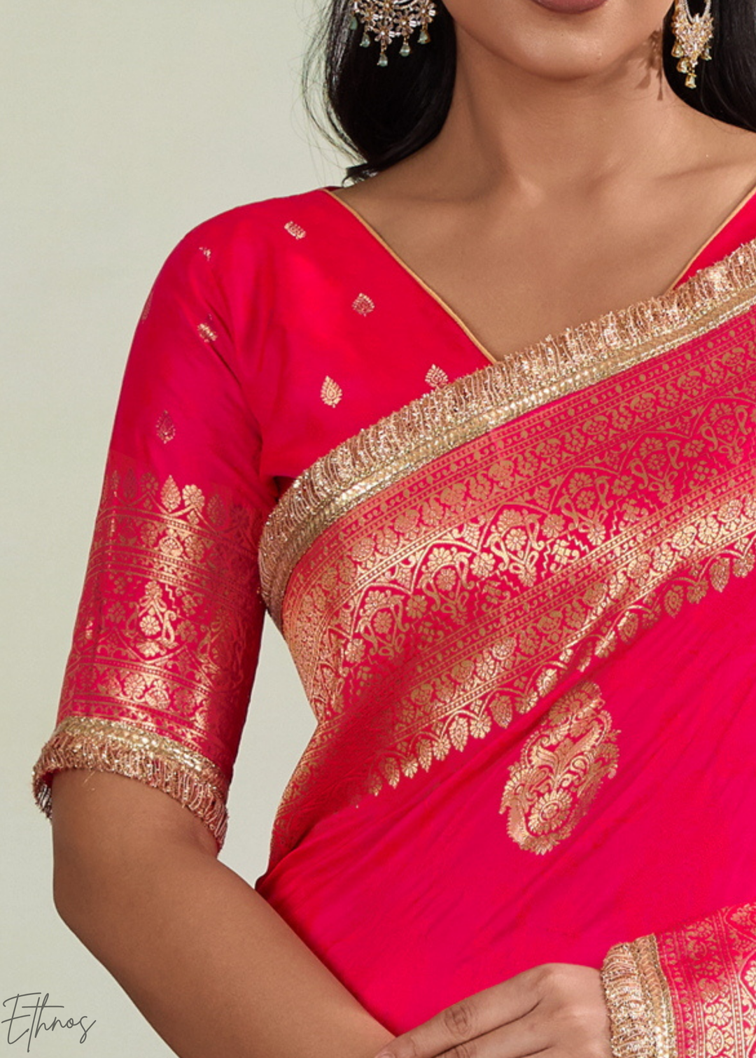 Vivid Fuchsia Aurelian Border Silk Saree