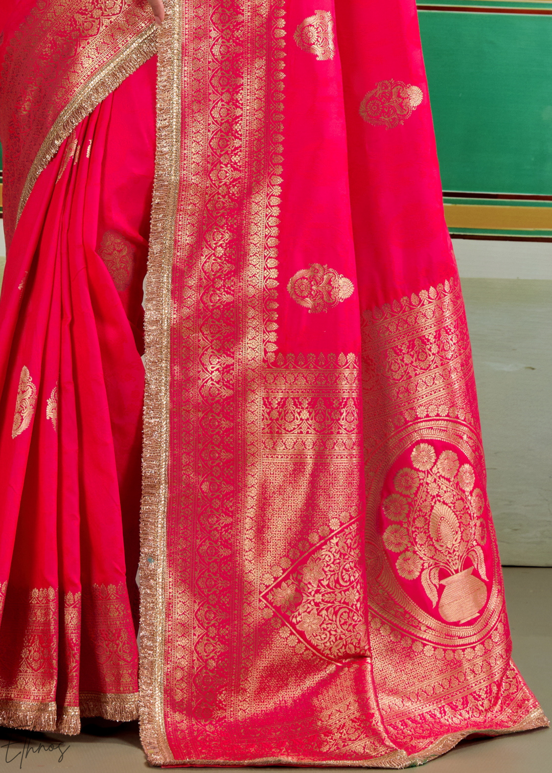 Vivid Fuchsia Aurelian Border Silk Saree