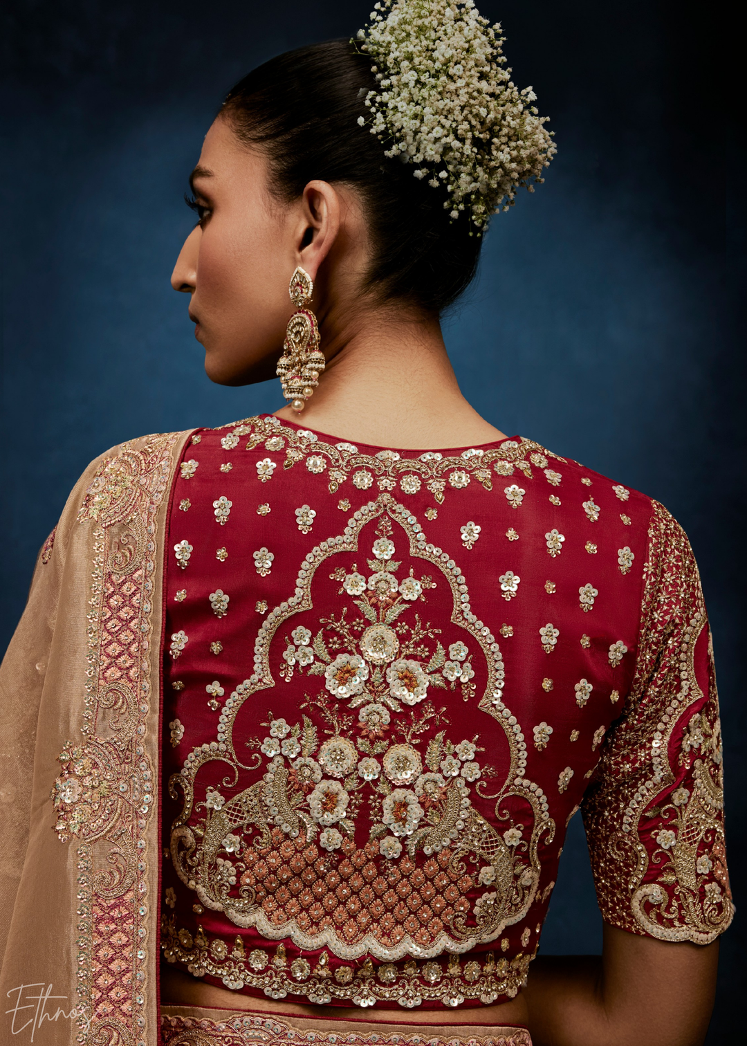 Warm Taupe Tambour Embroidered Border Tissue Saree