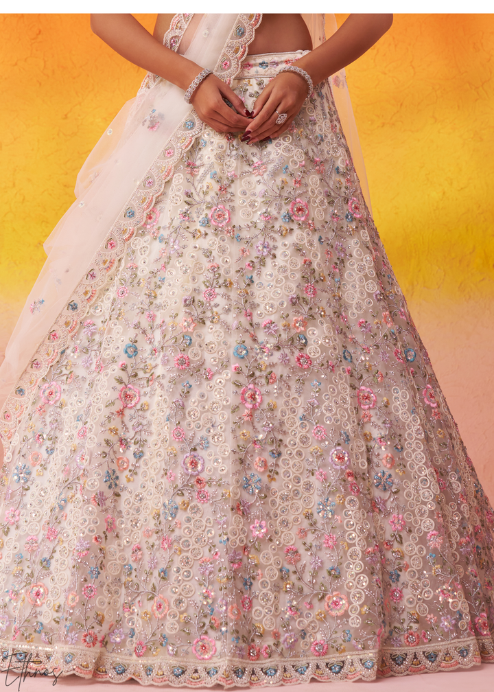 White Net Lehenga Choli