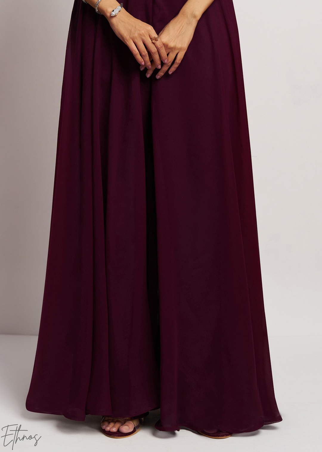 Wine Georgette Choli Palazzo Suit